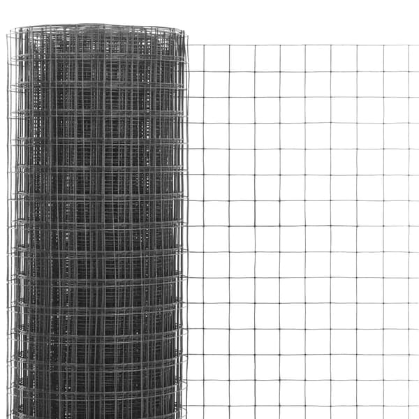 vidaXL Hönsnät stål med PVC-beläggning 25x0,5 m grå grå