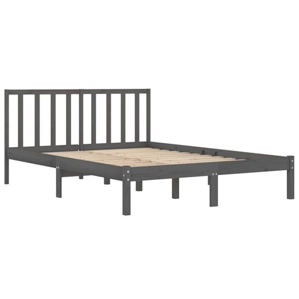 vidaXL Sängram grå massiv furu 200x200 cm Grå
