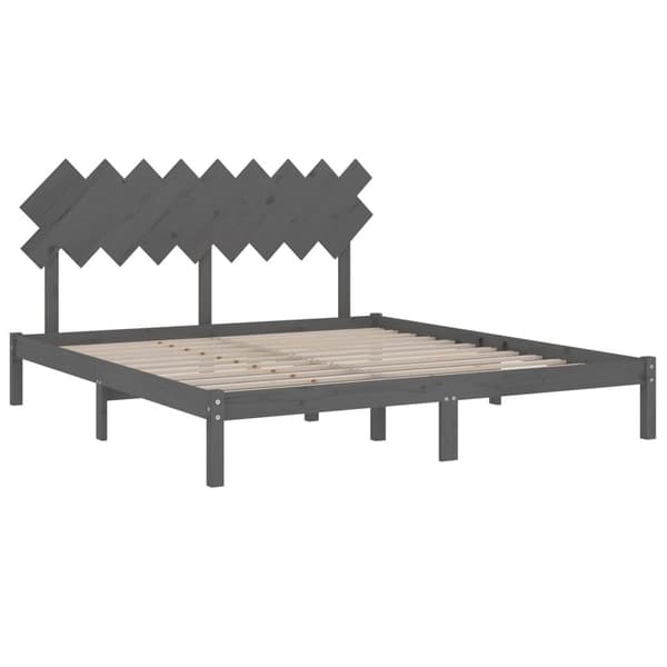 vidaXL Sängram massivt trä 180x200 cm grå Grå