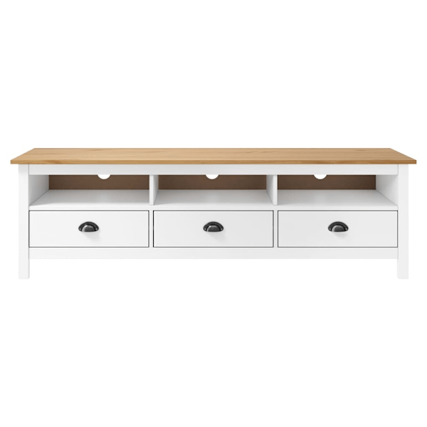 vidaXL TV-bänk Hill vit 158x40x47 cm massiv furu Vit