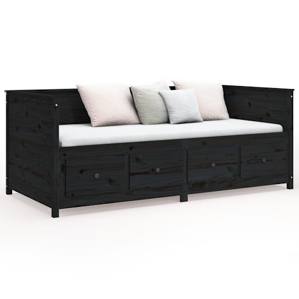 vidaXL Dagbädd svart 100x200 cm massiv furu Svart