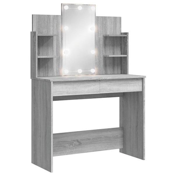 vidaXL Sminkbord med LED grå sonoma 96x40x142 cm Grå