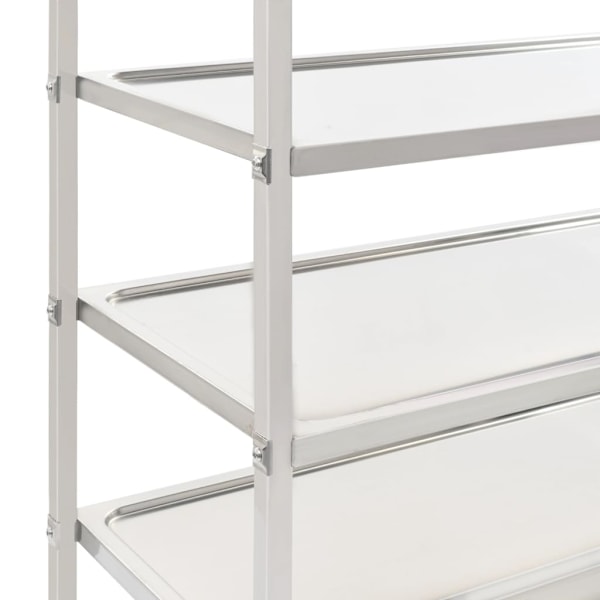 vidaXL Serveringsvagn 5 våningar 107x55x147 cm rostfritt stål Silver