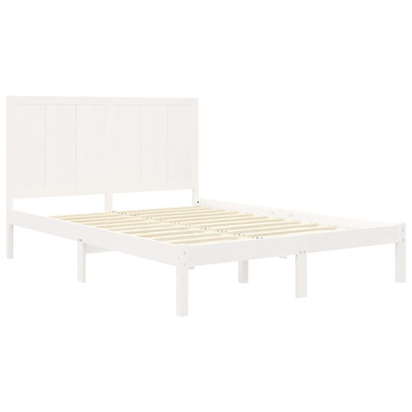vidaXL Sängram vit massiv furu 140x190 cm Vit