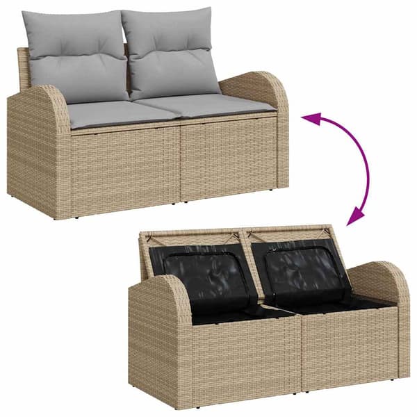 vidaXL Trädgårdsoffset 7 st Beige Poly rattan Beige