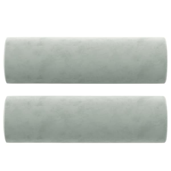 vidaXL Prydnadskuddar 2 st ljusgrå Ø15x50 cm sammet Grå