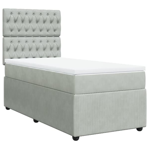 vidaXL Ramsäng med madrass ljusgrå 80x200 cm sammet Grå