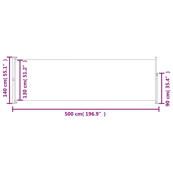 vidaXL Infällbar sidomarkis 140x500 cm blå Blå