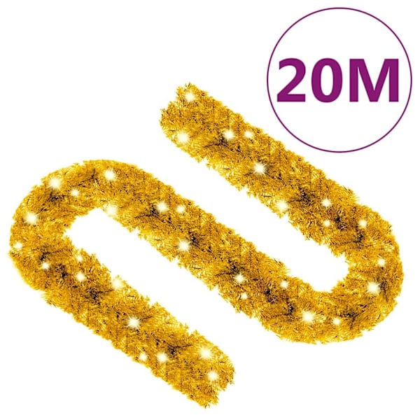 vidaXL Julgirlang med LED-lampor 20 m guld Guld