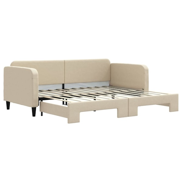 vidaXL Dagbädd utdragbar gräddvit 90x200 cm tyg Kräm