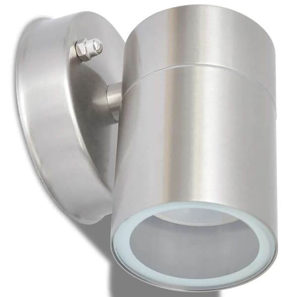 vidaXL Utomhusvägglampa LED 2 st rostfritt stål nedåt Silver