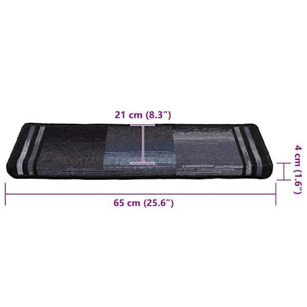 vidaXL Trappstegsmattor självhäftande 5 st 65x21x4 cm svart och grå Svart