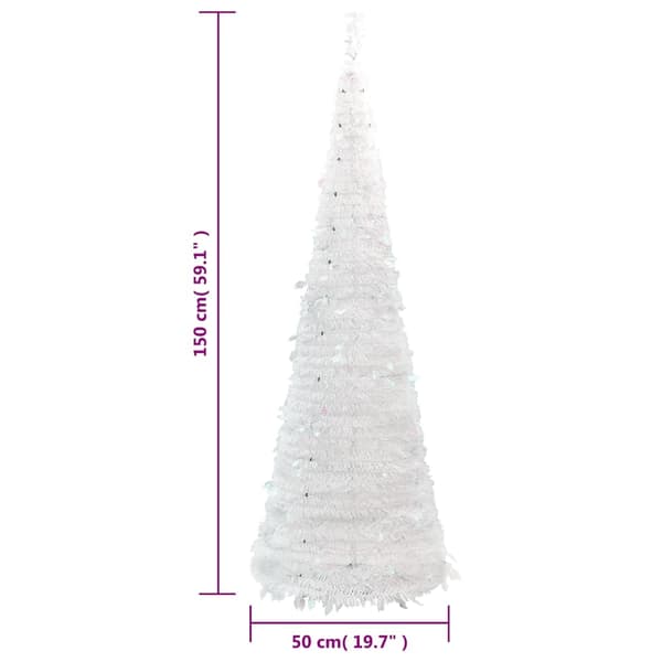 vidaXL Plastgran pop-up 100 LED vit 150 cm Vit