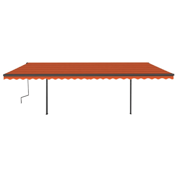 vidaXL Markis med stolpar automatisk infällbar 6x3 m orange och brun Orange