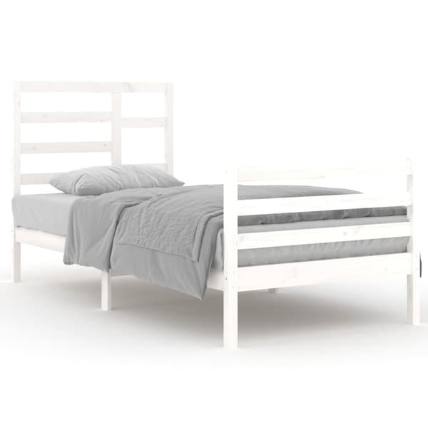 vidaXL Sängram vit massivt trä 90x200 cm Vit