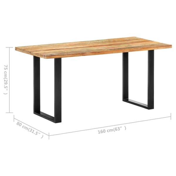 vidaXL Matbord 160x80x75 cm massivt återvunnet trä multifärg