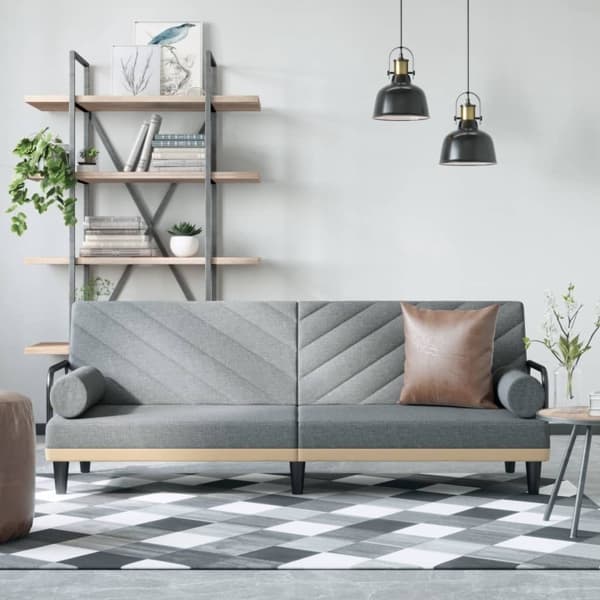 vidaXL Bäddsoffa med armstöd ljusgrå tyg Grå