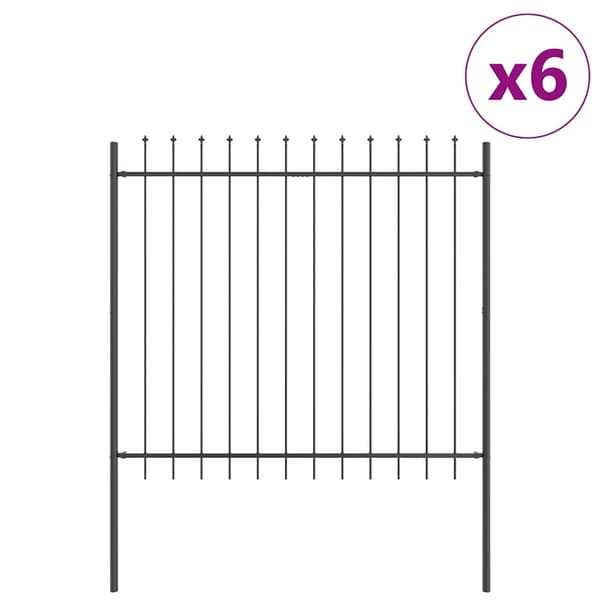 vidaXL Trädgårdsstängsel 6 pcs Grå 10,2 x 1,5 m Pulverlackerad stål Grå