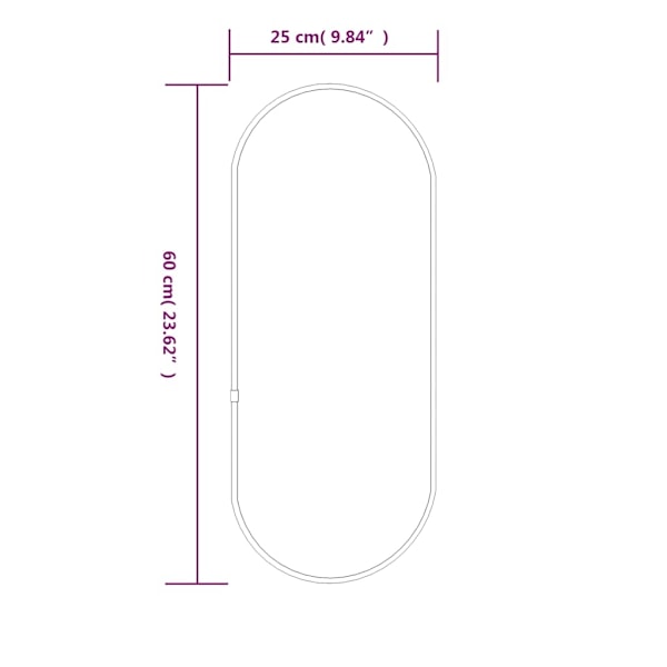 vidaXL Väggspegel svart 60x25 cm oval Svart
