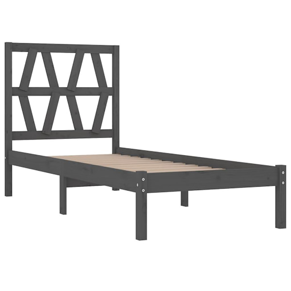 vidaXL Sängram grå massiv furu 100x200 cm enkelsäng
