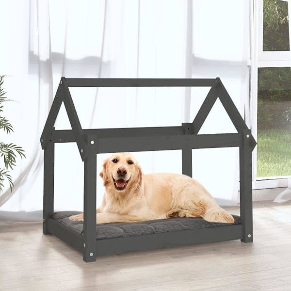 vidaXL Hundbädd grå 81x60x70 cm massiv furu Grå