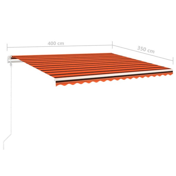 vidaXL Markis med stolpar manuellt infällbar 4x3,5 m orange och brun Flerfärgsdesign