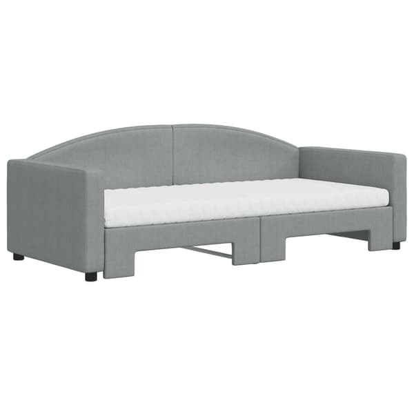 vidaXL Dagbädd med extrabädd och madrasser ljusgrå 90x190 cm tyg Grå