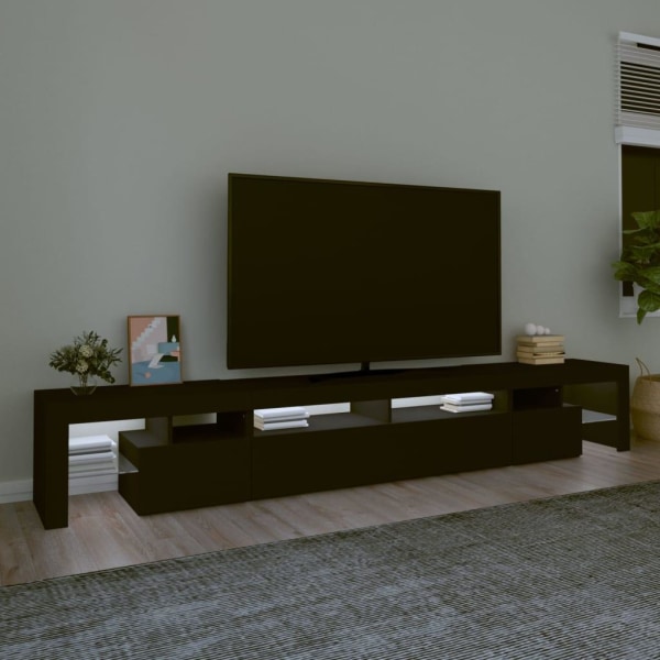 vidaXL Tv-bänk med LED-belysning svart 260x36,5x40 cm Svart