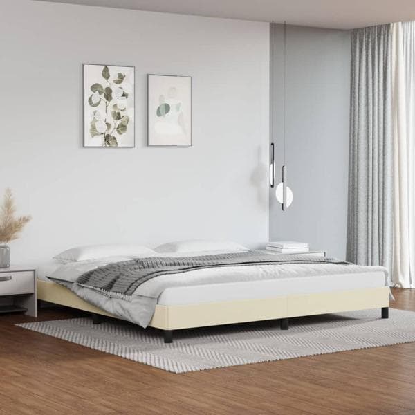 vidaXL Sängram gräddvit 200x200 cm konstläder Kräm