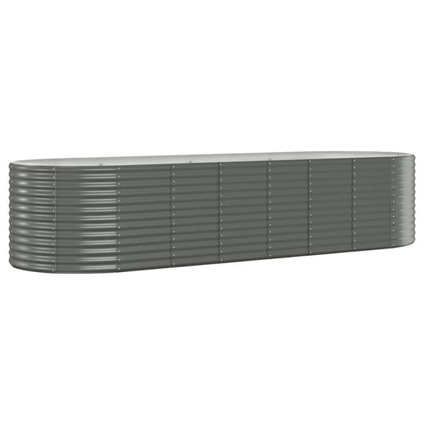 vidaXL Odlingslåda pulverlackerat stål 322x100x68 cm grå Grå