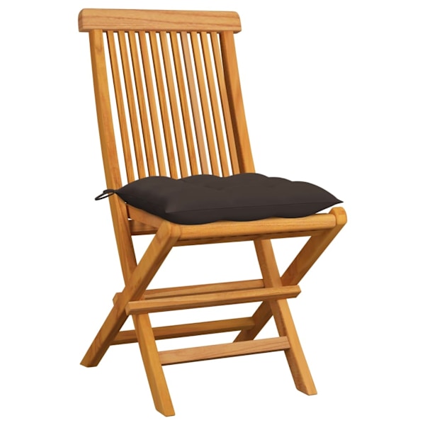 vidaXL Trädgårdsstolar 6 st med taupe dynor massiv teak Taupe