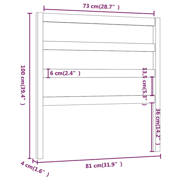 vidaXL Sänggavel honungsbrun 81x4x100 cm massiv furu Brun