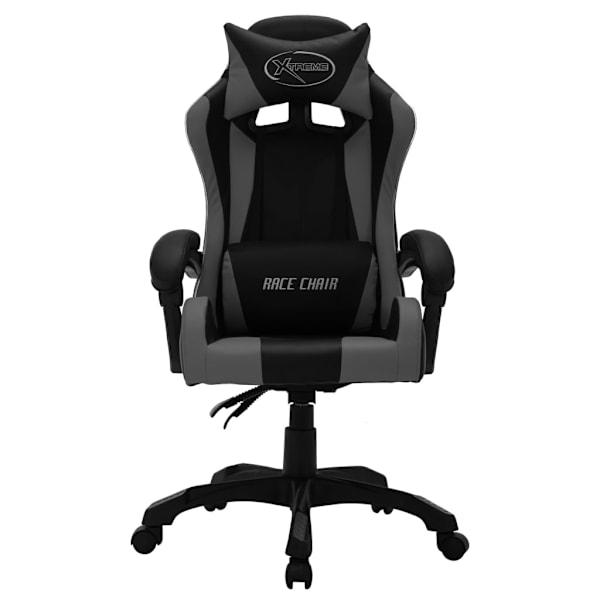 vidaXL Gamingstol med RGB LED-lampor grå och svart konstläder multifärg