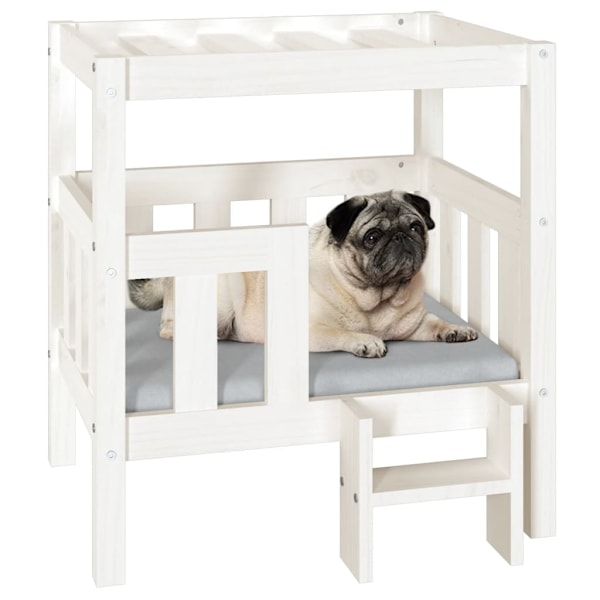 vidaXL Hundbädd vit 65,5x43x70 cm massiv furu Vit