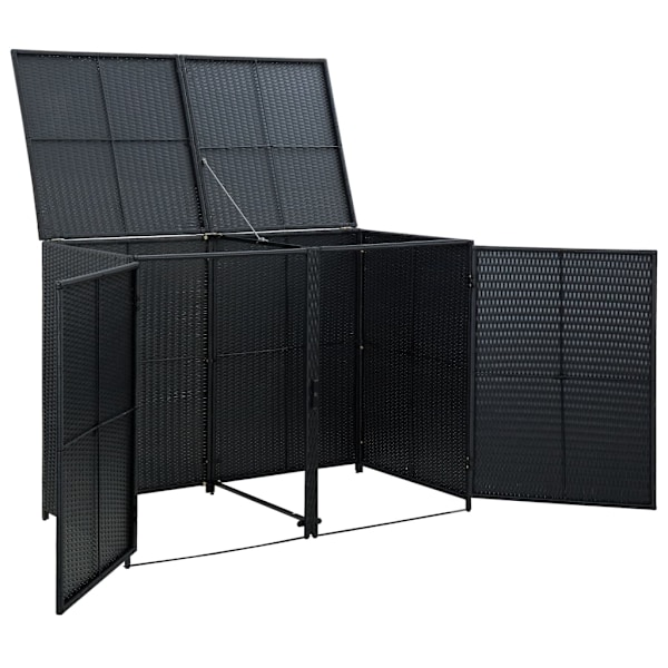 vidaXL Skjul för 2 soptunnor konstrotting 148x80x111 cm svart Svart