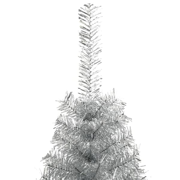 vidaXL Halv plastgran med fot silver 120 cm PET Silver