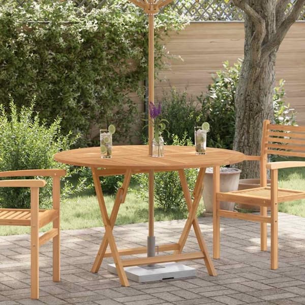 vidaXL Hopfällbart trädgårdsbord Ø 110x75 cm massiv teak Brun