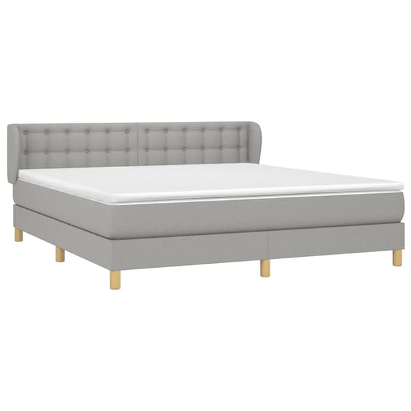 vidaXL Ramsäng med madrass ljusgrå 160x200 cm tyg Grå