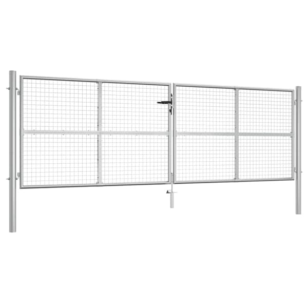vidaXL Trädgårdsgrind galvaniserat stål 400x125 cm silver Silver