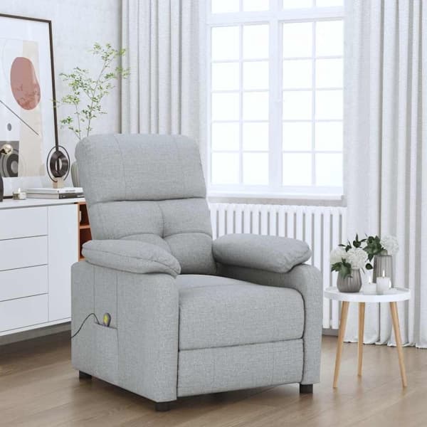 vidaXL Massagefåtölj ljusgrå tyg grå