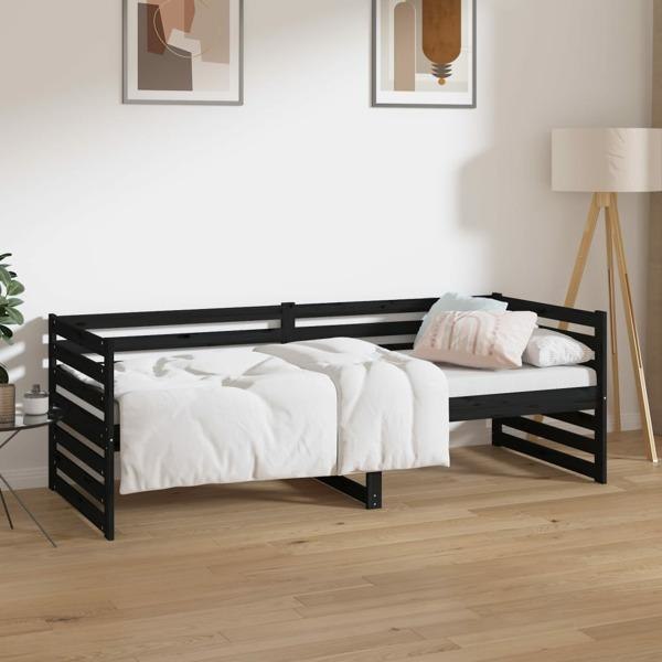 vidaXL Dagbädd svart 80x200 cm massiv furu Svart