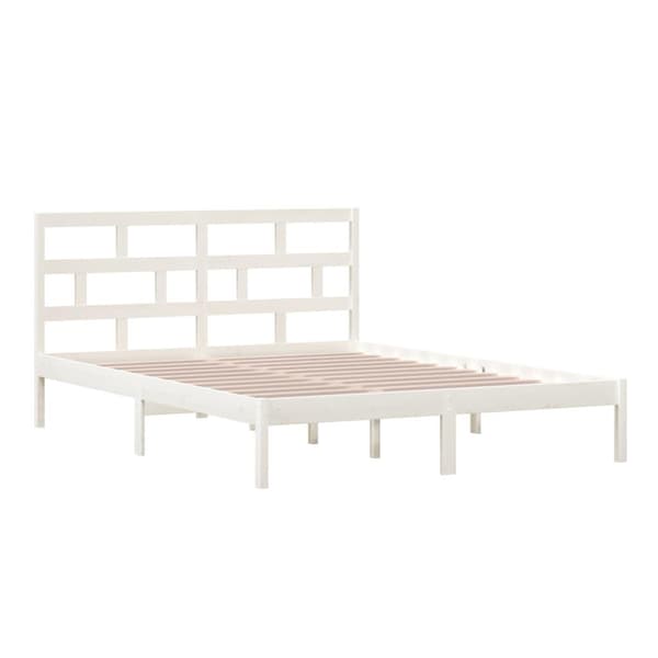 vidaXL Sängram massivt trä 150x200 cm vit Vit