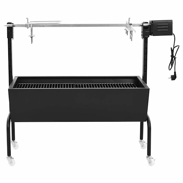 vidaXL Elektriskt grillspett rotfritt stål Svart