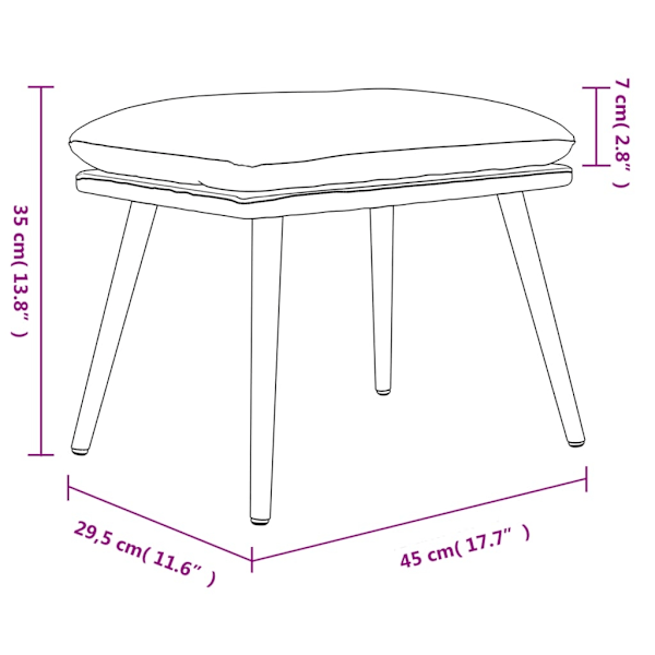 vidaXL Fotpall gräddvit 45x29,5x35 cm tyg Kräm