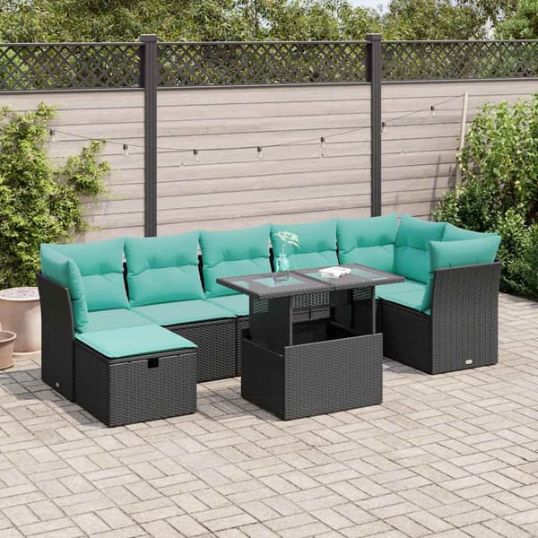 vidaXL Trädgårdssoffset med dynor 8 delar grå konstrotting akaciaträ Grå