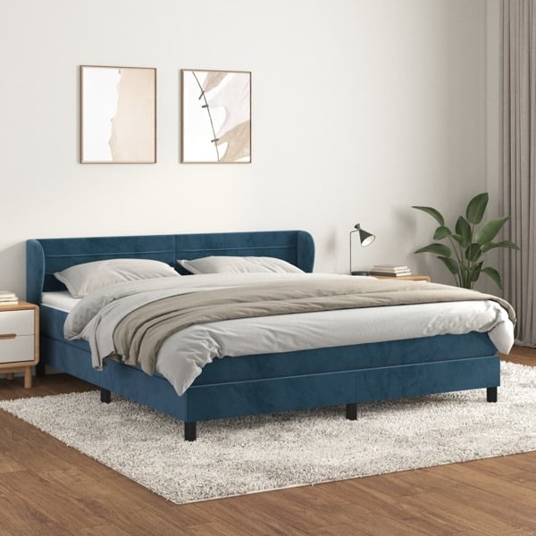 vidaXL Ramsäng med madrass mörkblå 180x200 cm sammet Blå