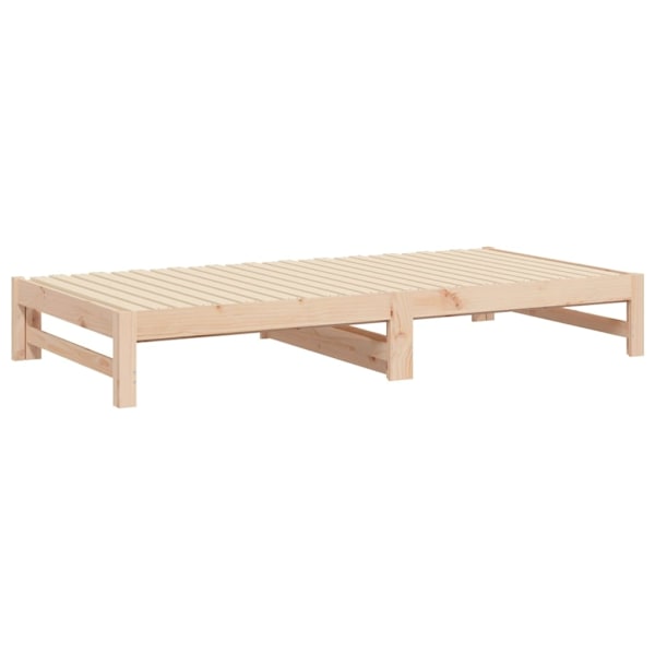 vidaXL Utdragbar dagbädd 2x(100x200) cm massiv furu Brun
