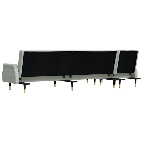 vidaXL L-formad bäddsoffa ljusgrå 271x140x70 cm sammet Grå