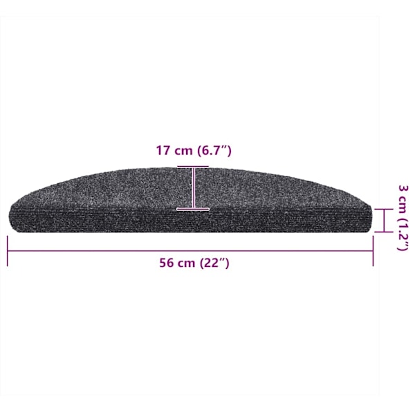 vidaXL Trappstegsmattor självhäftande 5 st mörkgrå 56x17x3 cm brodyr grå