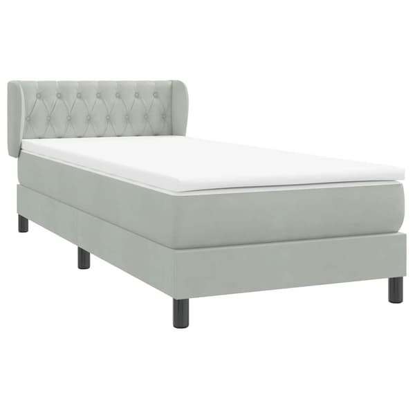 vidaXL Ramsäng med madrass ljusgrå 80x210 cm sammet Grå